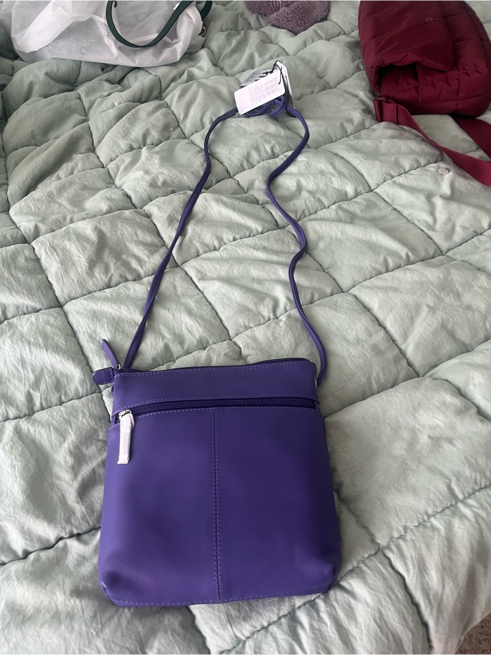 Purple Crossbody Leather Bag - Picture 5 of 6